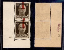 REPUBBLICA SOCIALE - 1944 - Provvisori - Firenze - 30 Cent (492/II Varietà Pl) - Coppia Angolare (pos. 81/91) Con Fasci  - Sonstige & Ohne Zuordnung