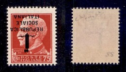 REPUBBLICA SOCIALE - 1944 - Provvisori - Genova - 75 Cent (494a) Con Soprastampa Capovolta - Gomma Integra - Raybaudi - Sonstige & Ohne Zuordnung