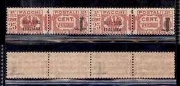 REPUBBLICA SOCIALE - 1944 - Provvisori - Pacchi Postali - 25 Cent (38a + 38) In Coppia (soprastampa Corta + Lunga) - Gom - Sonstige & Ohne Zuordnung