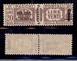 REPUBBLICA SOCIALE - 1944 - Provvisori - Pacchi Postali - 20 Lire (47) - Gomma Integra (1.500) - Sonstige & Ohne Zuordnung