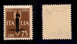 REPUBBLICA SOCIALE - 1944 - Provvisori - Saggi - Verona - 75 Cent (P10A - Aerea) - Gomma Integra - Cert. AG (6.000) - Autres & Non Classés