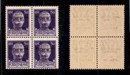 EMISSIONI LOCALI - BASE ATLANTICA - 1943 - 50 Cent (11) In Quartina - L Diversa (11g) In Basso A Destra - Gomma Integra  - Other & Unclassified