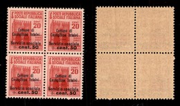 EMISSIONI LOCALI - CASTIGLIONE D’INTELVI - 1945 - 20 Cent + 50 (3) In Quartina - Gomma Integra (500+) - Autres & Non Classés