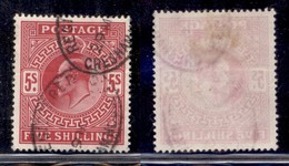 EUROPA - GRAN BRETAGNA - 1902 - 5 Shilling Re Edoardo VII (116A) - Usato (120) - Sonstige & Ohne Zuordnung