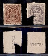 OLTREMARE - BRITISH SUD AFRICA - 1898 - Perforati Specimen - 2 Sterline (72) + 10 Sterline (74) - Senza Gomma - Difettos - Altri & Non Classificati