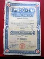 1924- PATHé CINÉMA Pathé FRÈRES Action 100fr Titre Thème Cinéma Théâtre-Action & Title Cinema-Theater-SCRIPOPHILIE - Cine & Teatro