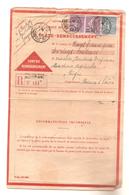 Carte Remboursement (defaut En Haut) Semeuse Camee Et Lignee De JONZAC Charente  1927 - Otros & Sin Clasificación