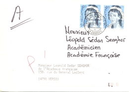Suisse - 1990 - Yt 1350 X 2 Sur Enveloppe Adressée à Monsieur Léopold Sedar Senghor Avec Suivi à Nouvelle Adresse - Lettres & Documents