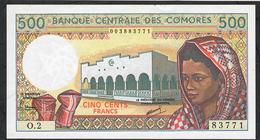 COMORES ERROR P10b INVERTED WATERMARK 500 FRANCS 1986 #O.2 Signature 2   UNC. - Comores