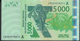 W.A.S. IVORY COAST P117Ar  5000 FRANCS (20)18 2018 UNC. - États D'Afrique De L'Ouest