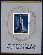 YUGOSLAVIA 1961 20th Anniversary Of Insurrection Block Used.  Michel Block 6 - Blokken & Velletjes