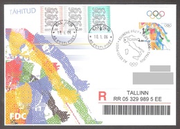 Olympic Estonia 2006  Stamps + Label Olympia FDC MI 540 Winter Olympic REGISTERED - Winter 2006: Turin