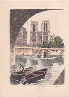 Carte 2 Volets 10.5x14 . Illustration à La Plume Et Couleurs . NOTRE-DAME DE PARIS - Notre Dame Von Paris