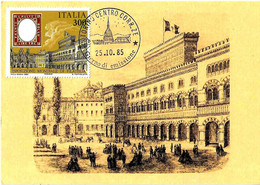 ITALIA - 1985 TORINO Ann. Filatelico Giorno Emissione (Mole Antonelliana) Su Cartolina Maximum (Palazzo Carignano) - 285 - Autres
