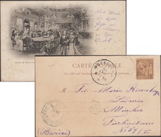 Monaco 1901 Y&T 14, 10 C, Lilas-brun Sur Jaune Sur Carte Pour La Bavière. La Roulette Salle Schmit Au Casino - Briefe U. Dokumente