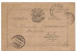 Espagne Spain Suisse Switzerland Irun Bale Basel Entier 1887 Ganzsache Entero  Stationary - Storia Postale