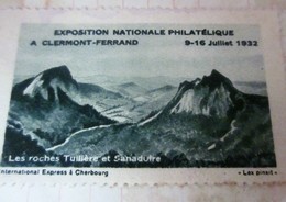 1932 CLERMONT-FERRAND  Exposition Nationale Philatélique  LES ROCHES THUILERES & SA Timbre Vignette Erinnophilie -Neuf * - Filatelistische Tentoonstellingen