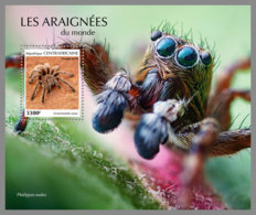 CENTRAL AFRICA 2019 MNH Spiders Spinnen Araignees S/S - IMPERFORATED - DH1915 - Ragni