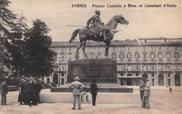 1001 "TORINO - PIAZZA CASTELLO E MON. AI CAVALIERI D'ITALIA" ANIMATA.  CART SPED 1925 - Places & Squares