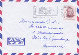 Monaco Par Avion Air Mail Slogan 'Grand-Prix Automobile Formel 1' MONTE CARLO 1991 Cover Brief Denmark Cz. Slania Stamp - Storia Postale