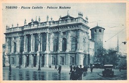 1017 "TORINO - PIAZZA CASTELLO - PALAZZO MADAMA" ANIMATA, AUTO.  CART  NON SPED - Lugares Y Plazas