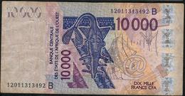 W.A.S. BENIN P218Bl 10.000 FRANCS (20)12.  F-aVF  1 P.h. - Benin