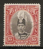 MALAYA - KEDAH 1937 $5 SG 68 FINE USED TOP VALUE OF THE SET Cat £190 - Kedah