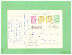 1980 FINLAND - SUOMI SAVONLINNA AIR MAIL POSTCARD WITH 4 STAMPS TO SWISS - Cartas & Documentos