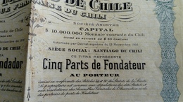 BANQUE FRANCAISE DU CHILI 1917 BONS AU PORTEUR - Unclassified