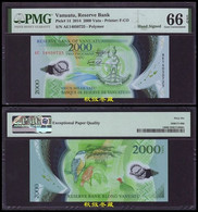 Vanuatu 2000 Vatu(2014), Handsigned, AE Last Prefix, Polymer, PMG66 - Vanuatu