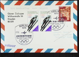 DDR: Lp-Karte Zu Den Olymp. Spielen 1988 Nach Calgary So-St. 1070 Berlin 7.2.88. Letzte Teilnahme Eines DDR-Teams Winter - Airmail