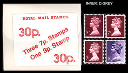 GREAT BRITAIN 1977 Machine Test Booklet 30p 3x7p 1x9p Inner:D.GREY Box Pack Carton GB - Errors, Freaks & Oddities (EFOs