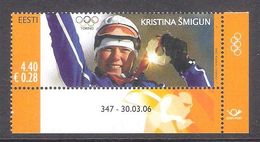 Estonia 2006 MNH Corner Stamp With Issue Number Torino-2006  Olympic Winners Mi 548 - Hiver 2006: Torino