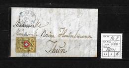 1843-1852 Kantonalmarken Rayon II → 1854 Brief BERN (Fingerhutstempel) Nach Thun ►SBK-16II◄ - 1843-1852 Poste Federali E Cantonali