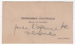 ALEP SYRIE SYRIA Carte De Visite Théodore CORNEILLE Consul De Norvège Norway Annotation MERSINE - Visitenkarten