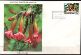 Bolivia 1989 CEFIBOL 1333s Sobre Primer Día Oficial Flora Y Eventos: KANTUTA, Flor Nacional. FUTBOL FIFA Italia 1990 - Bolivien
