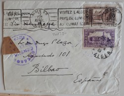 20133# ALGERIE LETTRE CENSURE CENSURA MILITAR VIZCAYA Obl ALGER 1939 Pour BILBAO ESPANA ESPAGNE PAYS BASQUE - Storia Postale