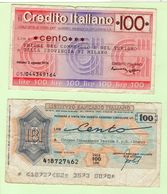 1976 Ist. Bancario Italiano L.100 Gr.Finanziario Tessile Marus - Cred.Italiano L.100 Unione C.T.Milano + L. 1000 - [10] Assegni E Miniassegni