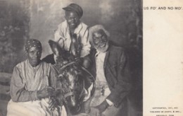 Black Americana, 'Us Fo And No Mo' Black Family With Donkey, C1890s Vintage Postcard - Black Americana