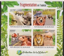 Burundi - 2012 - N°1600 à 1603 - Fragmentation Habitat - Non Dentelé / Impe - Neuf Luxe ** / MNH / Postfrisch - Cote 18€ - Rhinoceros