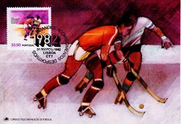" 25 ème CHAMPIONNATS DU MONDE DE HOCKEY SUR GLACE " Sur Carte Maximum Du PORTUGAL De 1982. CM - Eishockey