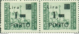 V7010E ITALIA OCCUPAZIONI ISTRIA Litorale Sloveno 1946 Segnatasse 1 L., MNH**, Sassone N. 8 In Coppia Con Varietà 8a, - Yugoslavian Occ.: Slovenian Shore