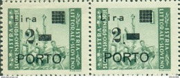 V7012E ITALIA OCCUPAZIONI ISTRIA Litorale Sloveno 1946 Segnatasse 2 L., MNH**, Sassone N. 9 In Coppia Con Varietà 9a, - Yugoslavian Occ.: Slovenian Shore