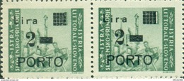 V7012F ITALIA OCCUPAZIONI ISTRIA Litorale Sloveno 1946 Segnatasse 2 L., MNH**, Sassone N. 9 In Coppia Con Varietà 9a - Yugoslavian Occ.: Slovenian Shore