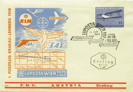 BM304 FDC Luposta Wien, ANK 1127, Sonder- Und Ersttagsstempel 1961 - Eerste Vluchten AUA