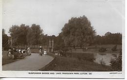 Old Real Photo Postcard, Luton, 20, Suspension Bridge And Lake, Wardown Park, Children, Pram. 1916. - Andere & Zonder Classificatie