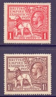 GB Scott 203/204 - SG432/433, 1925 Wembley Empire Exhibition Set 1d 1.1/2d MH* - Nuevos