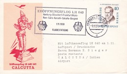 CALCUTTA, Ouverture De La Ligne Aérienne Hamburg-Dusseldorf-Frankfurt-Rome-Le Caire-Karachi-Calcutta-Bangkok, 1/11/59 - Azië