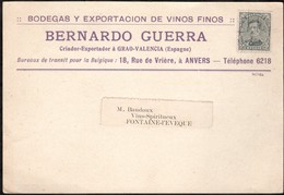 Carte Affranchie Avec Un Timbre Préoblitéré Envoyé D'Anvers Vers Fontaine-l'Evêque En 1922 (exportation Vins) - Rollenmarken 1920-29