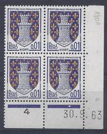 BLASON NIORT N° 1351A - Bloc De 4 COIN DATE - NEUF SANS CHARNIERE - 30/9/63 - 1960-1969